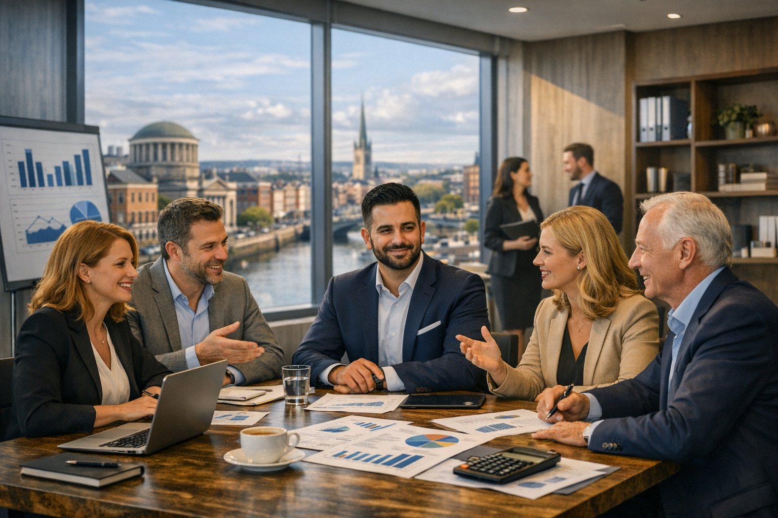 Professional team collaboration in Dublin office